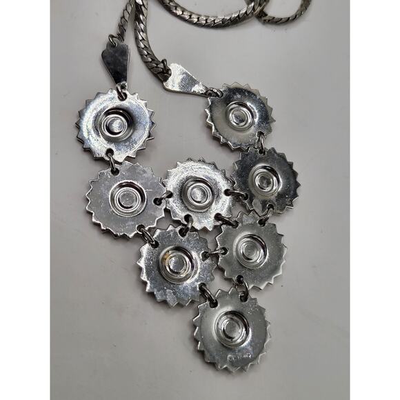 Vintage Floral Necklace Marked Sterling with Marcasite Accents 17 Inch - Picture 10 of 10